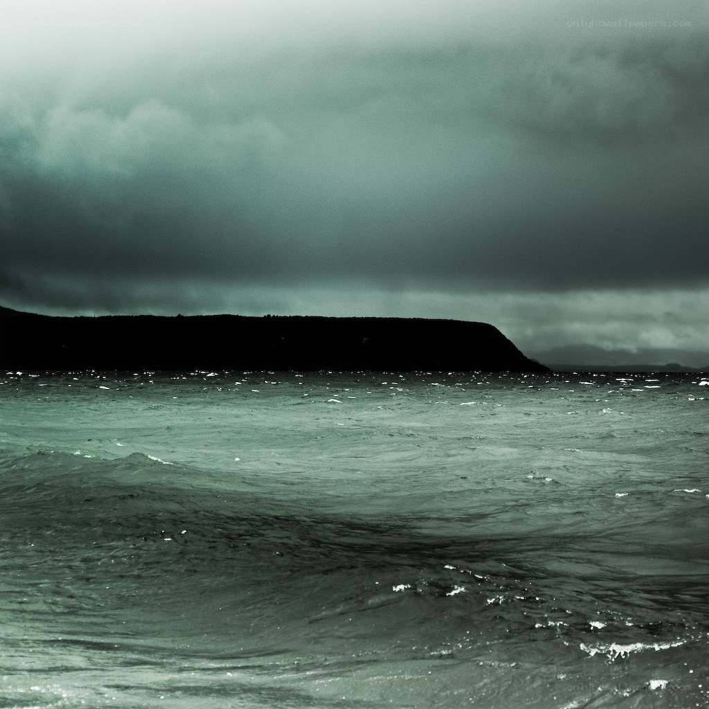 Stormy sea with dark clouds