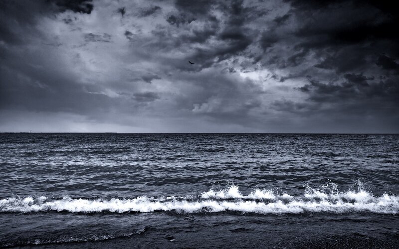 Stormy Sea with Dark Clouds