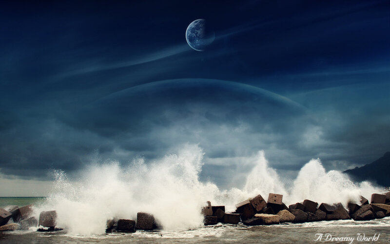 Stormy Sea with Moon