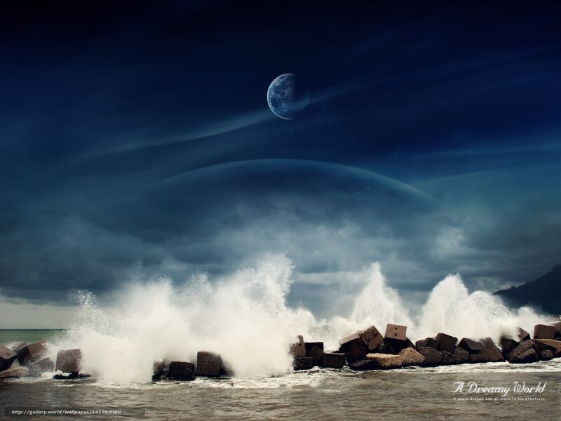 Stormy Sea with Moon