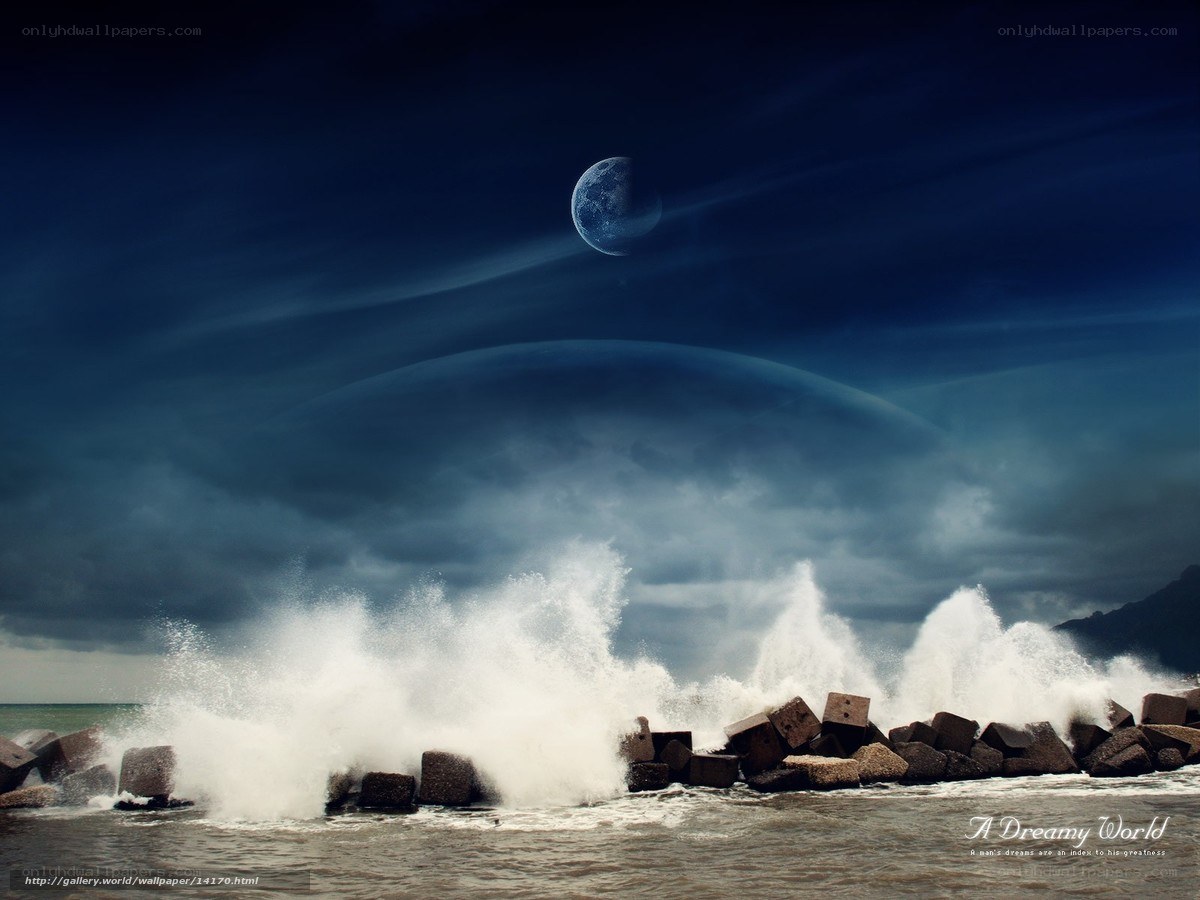Stormy Sea with Moon