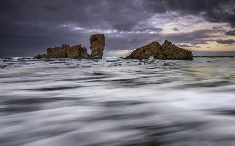 Stormy sea with rock formations