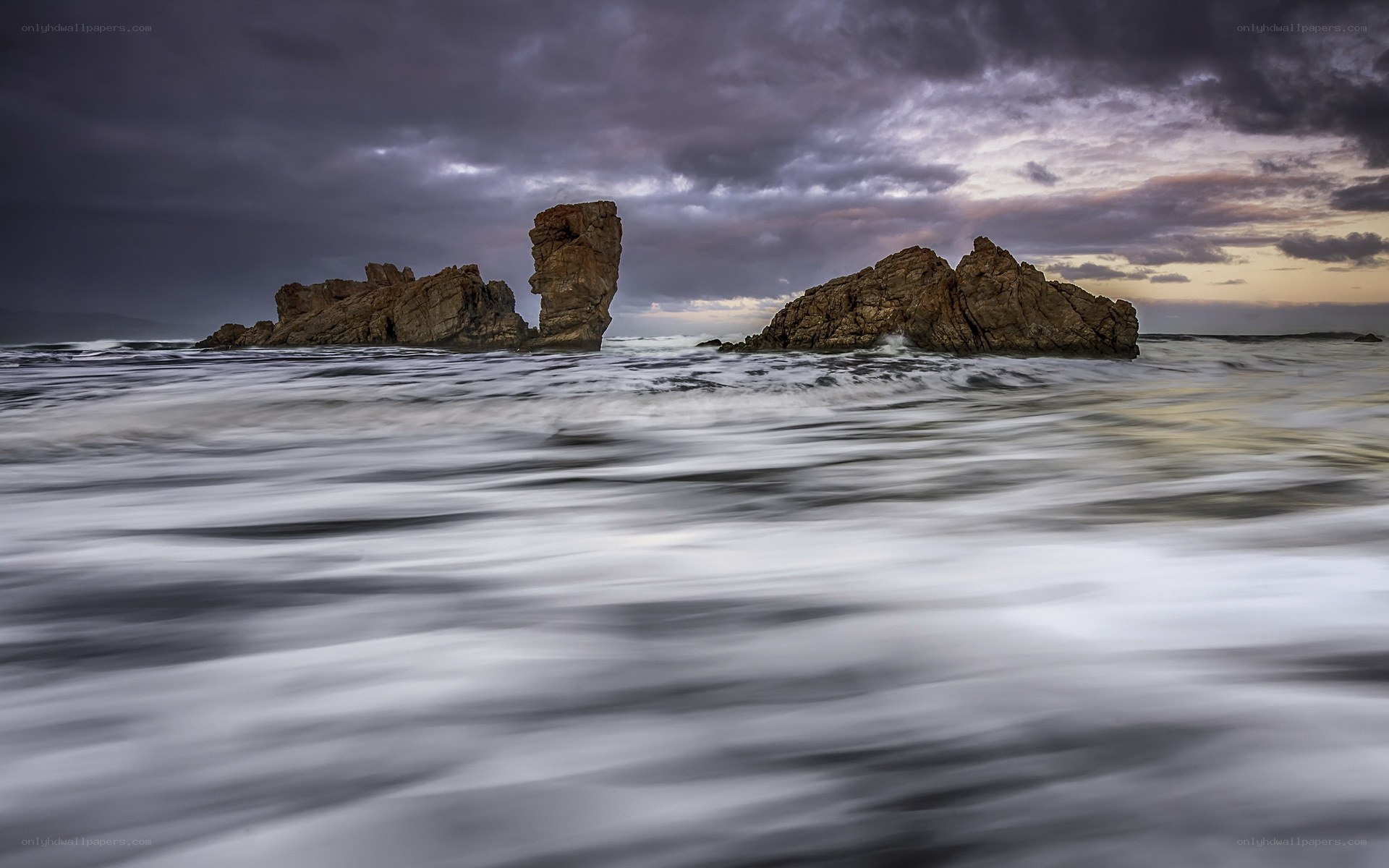 Stormy sea with rock formations