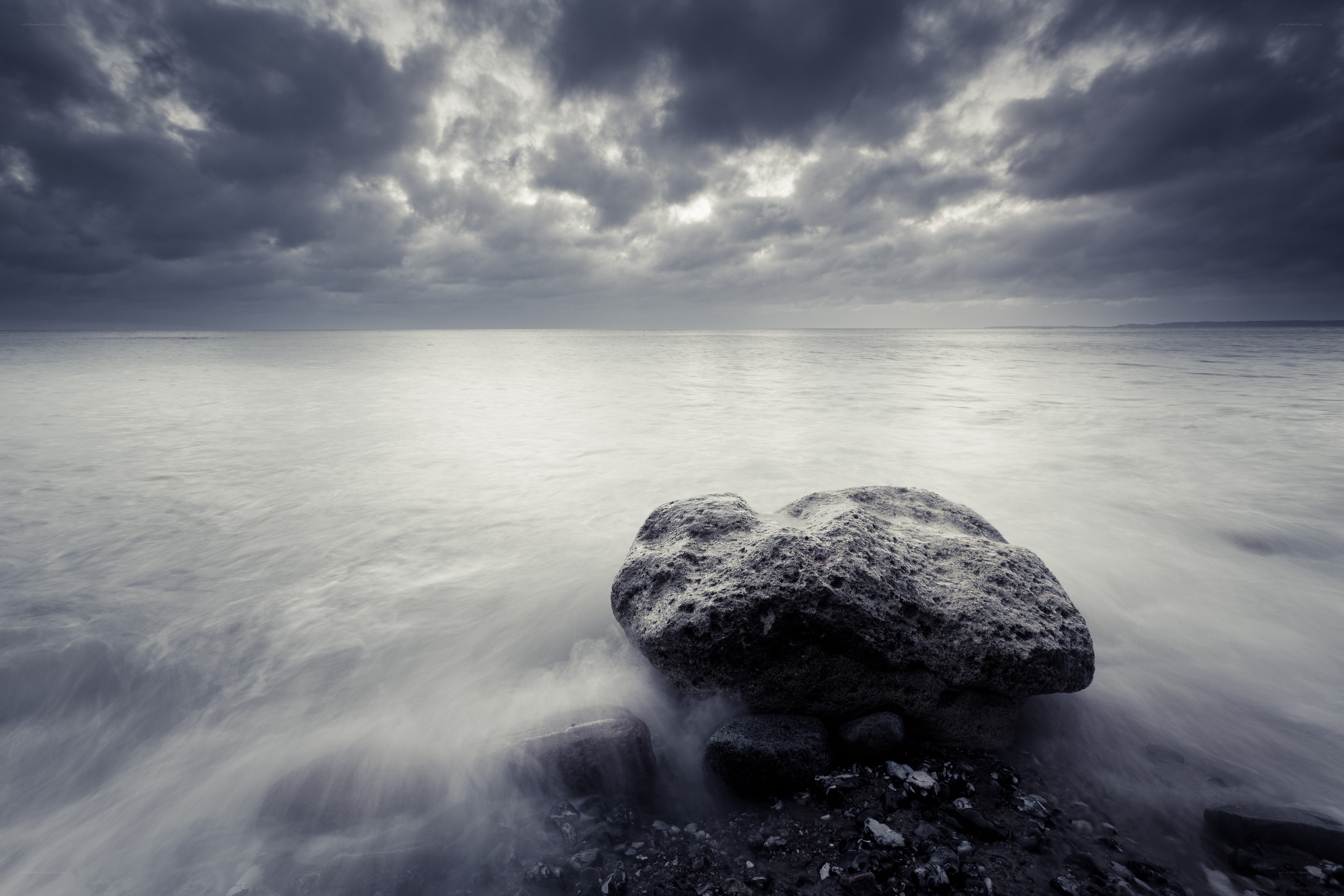 Stormy sea with rock