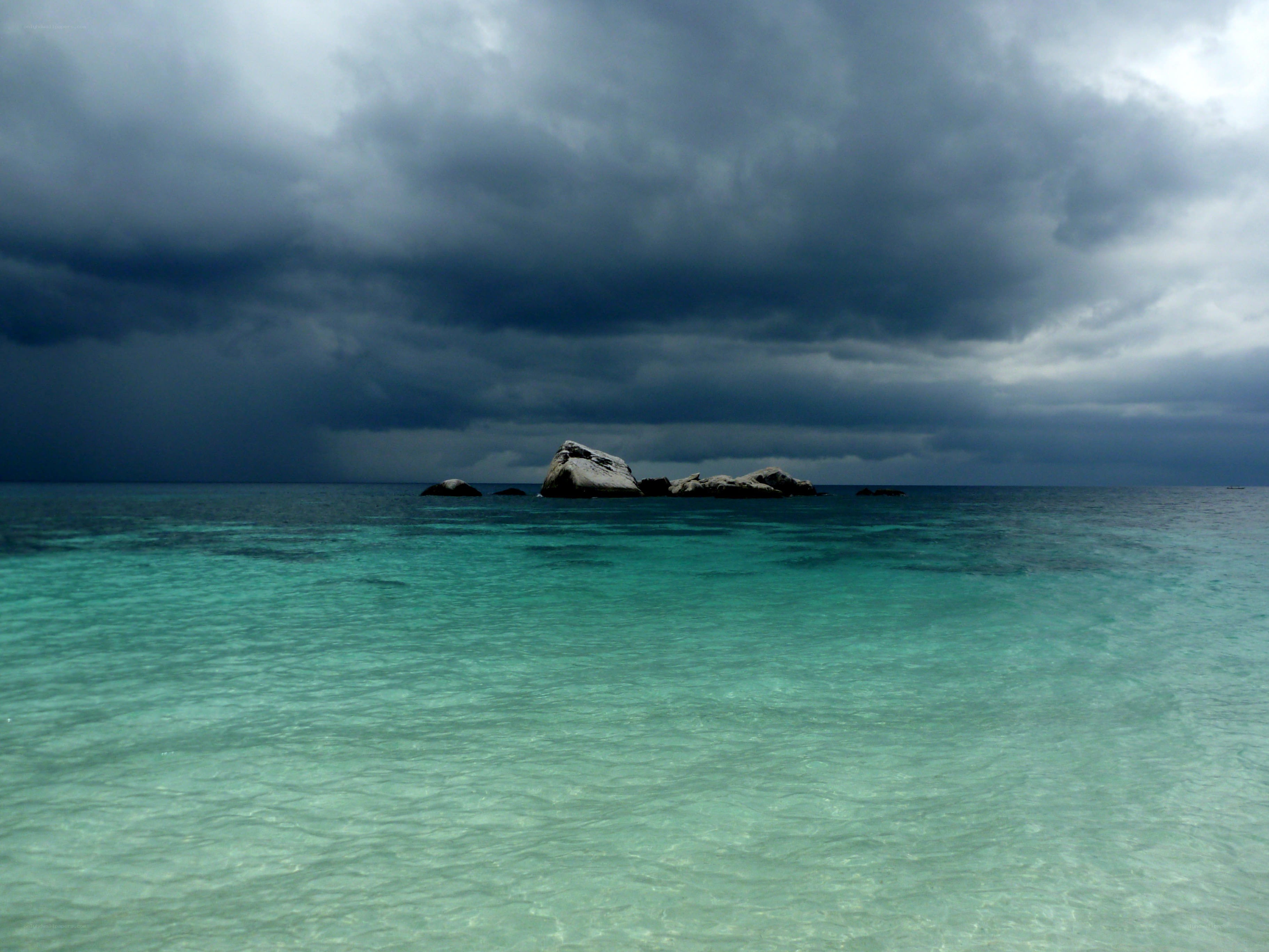 Stormy sea with rocks
