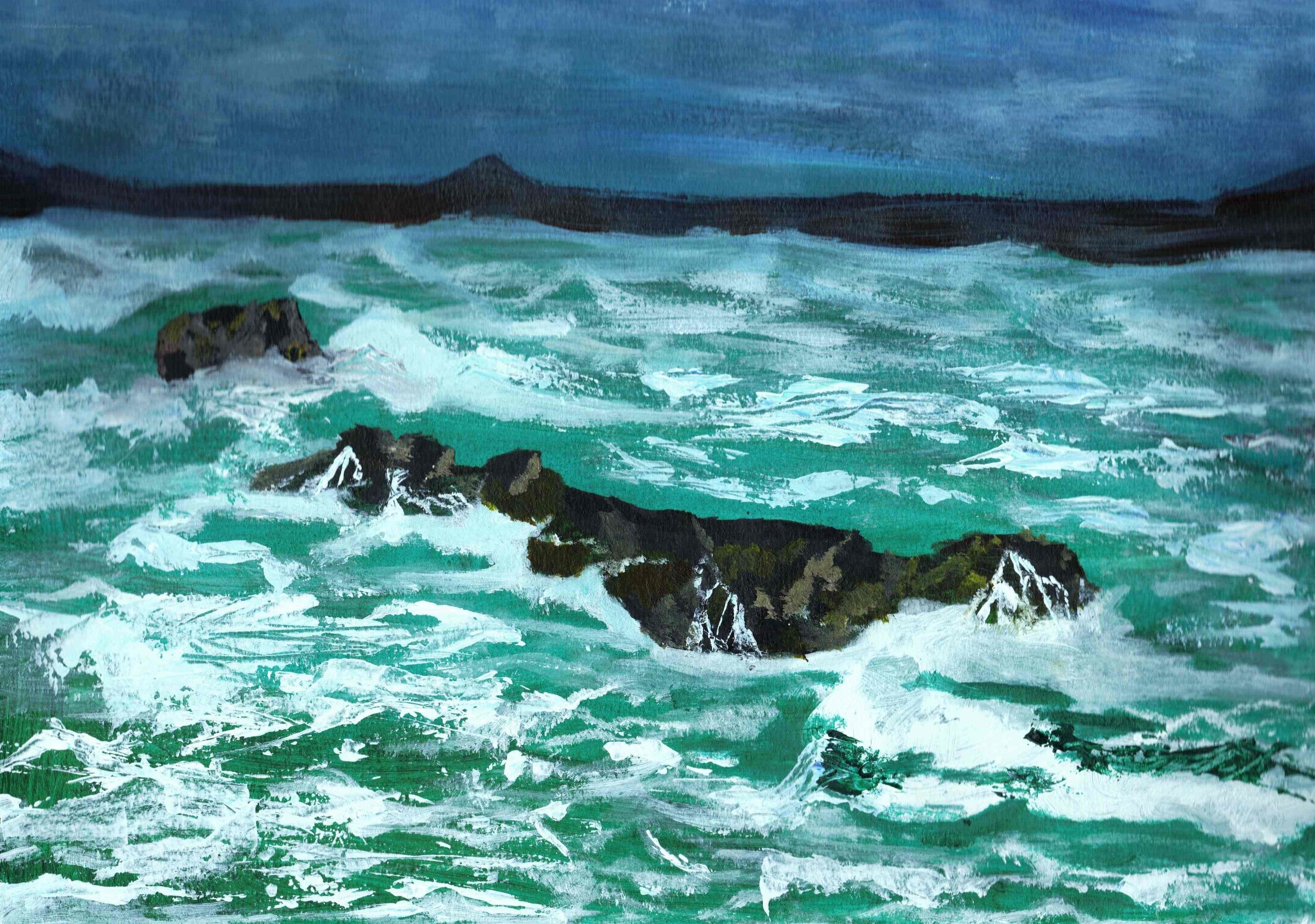 Stormy Sea with Rocks