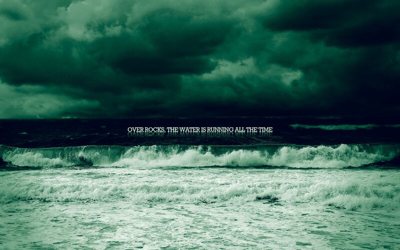 stormy sea with text