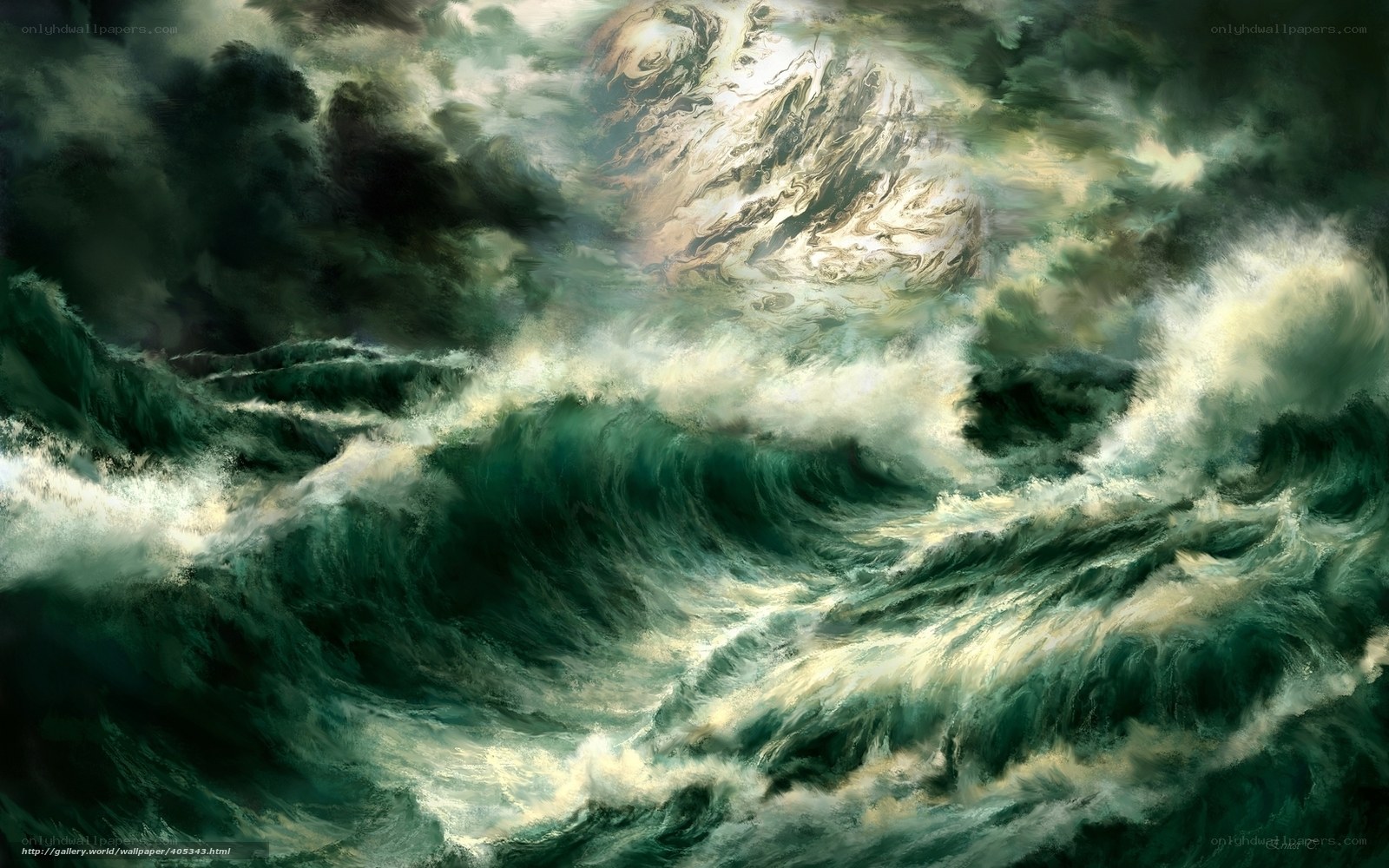 Stormy sea with turbulent waves