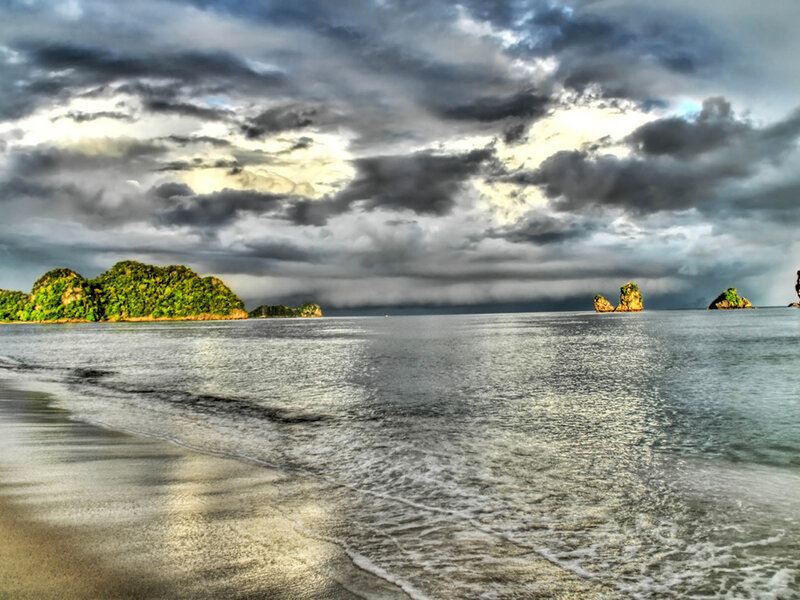 Stormy seascape with rocky islands