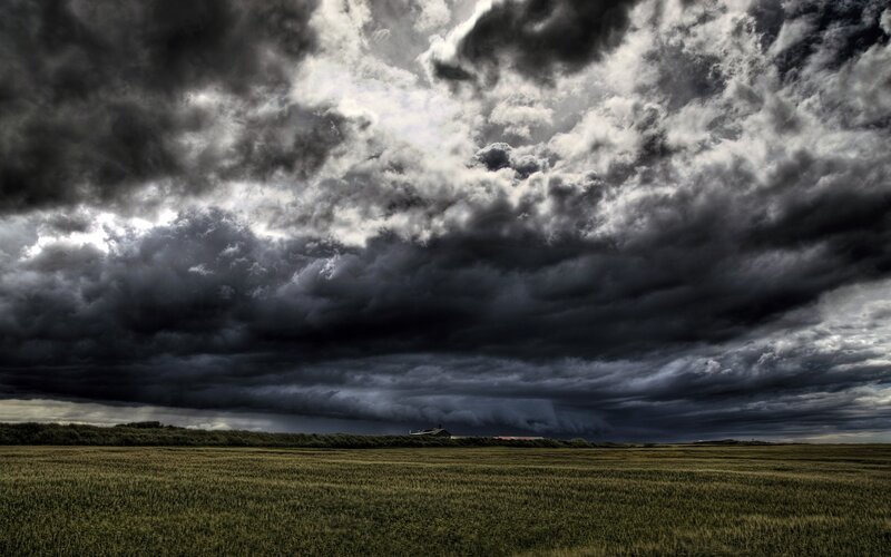 Stormy sky over a field