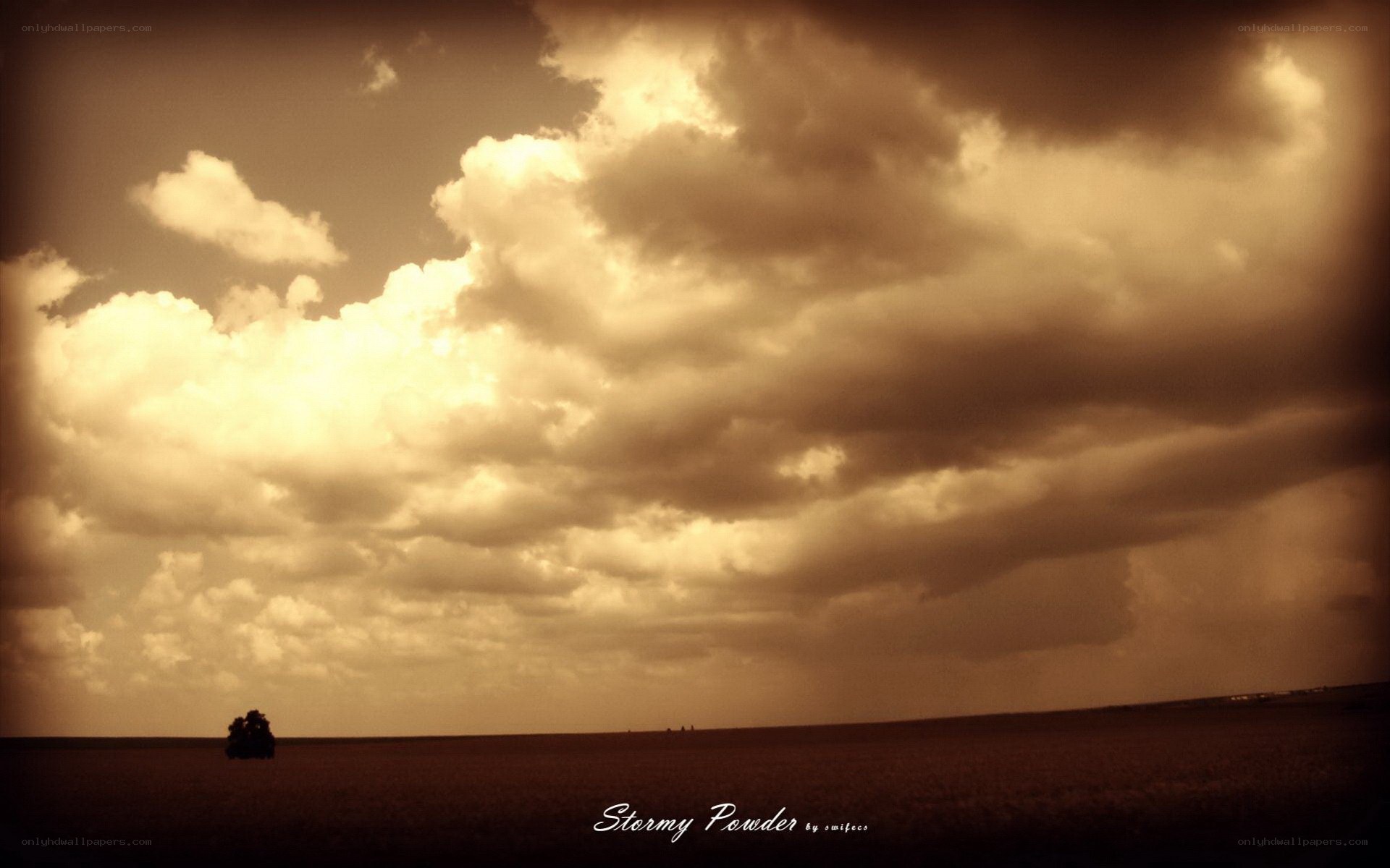 Stormy sky over a field
