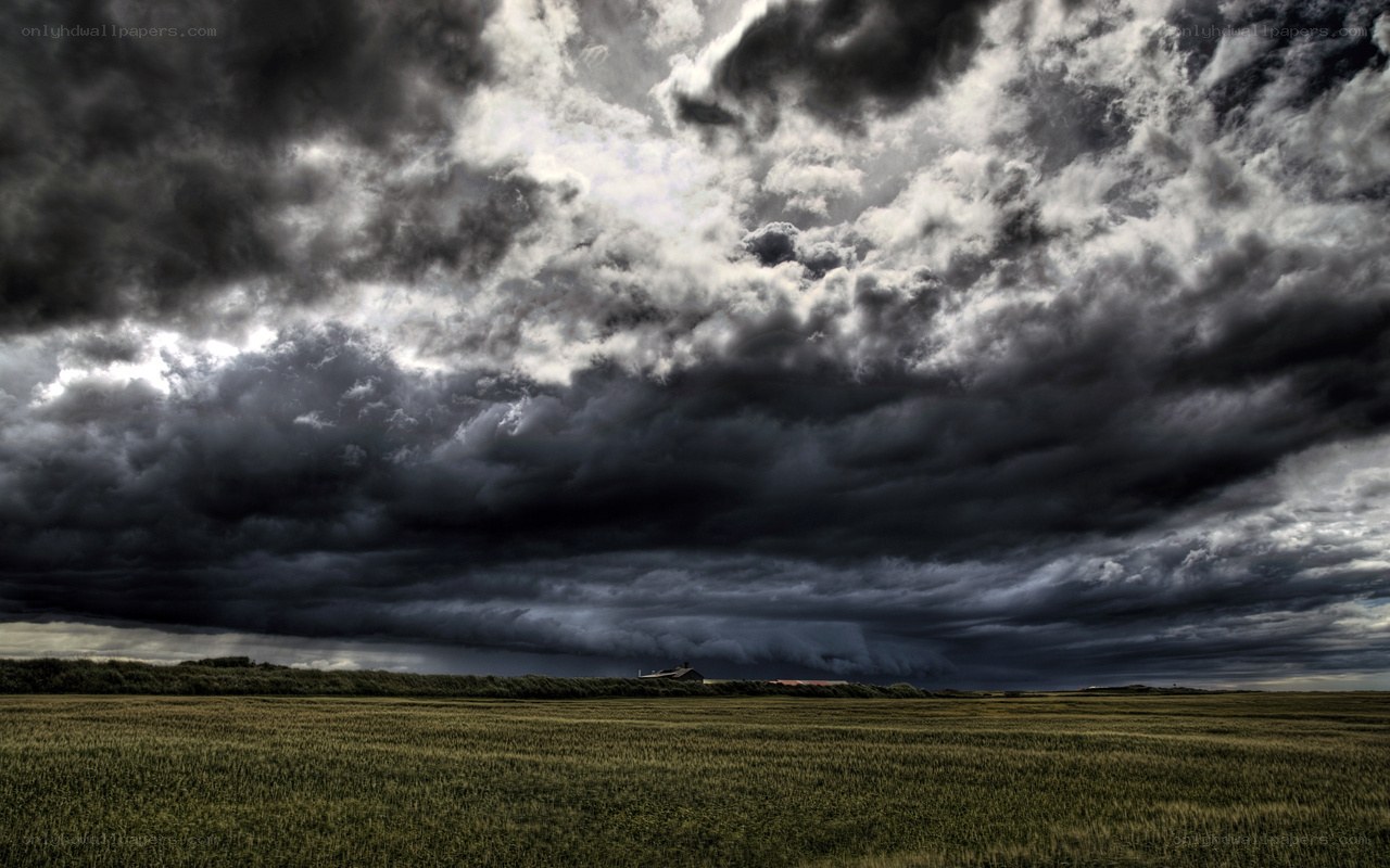 Stormy sky over a field