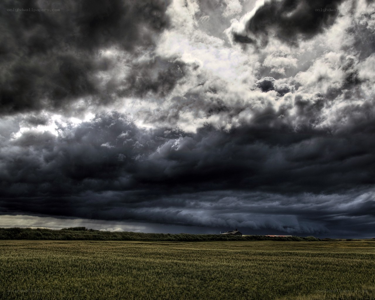 Stormy sky over a field