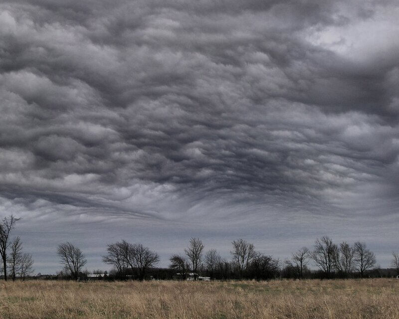 Stormy sky over a field