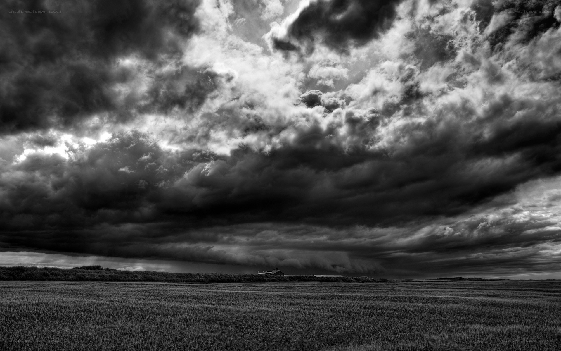 Stormy sky over a field