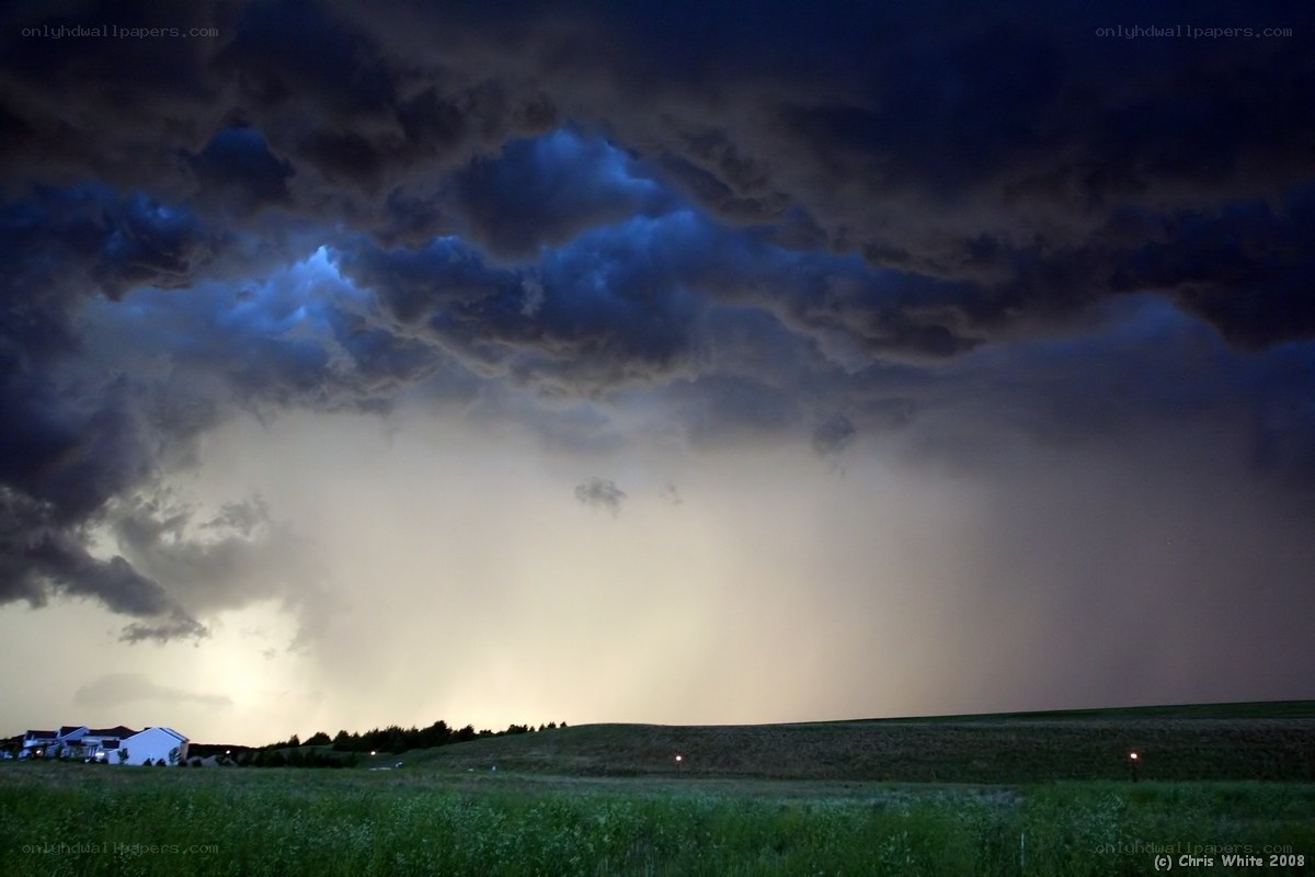 Stormy sky over a field