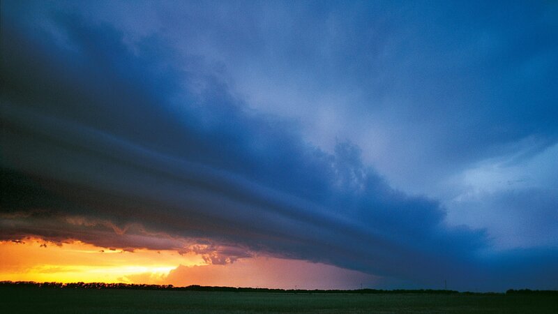 Stormy sky over a field