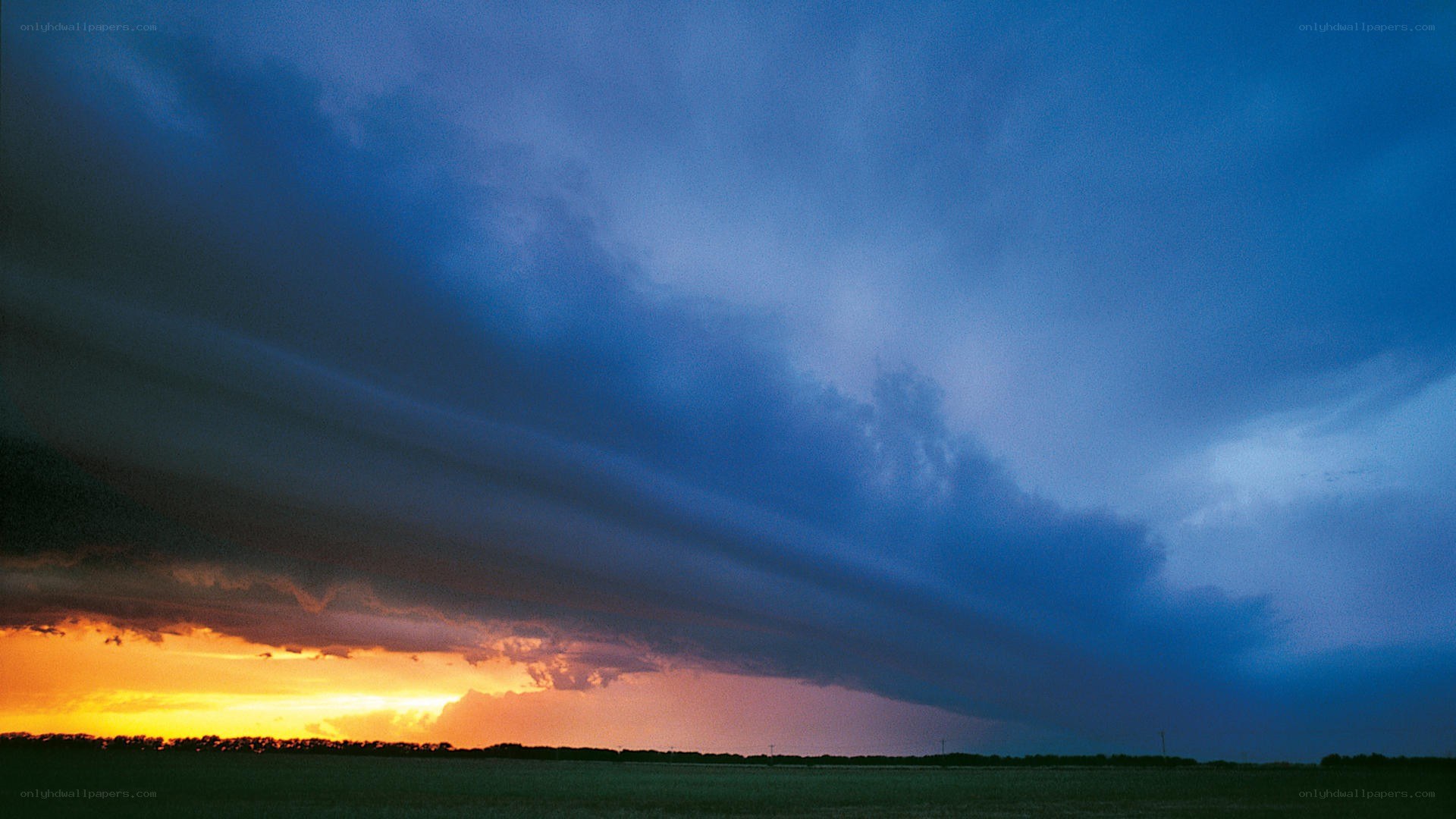 Stormy sky over a field