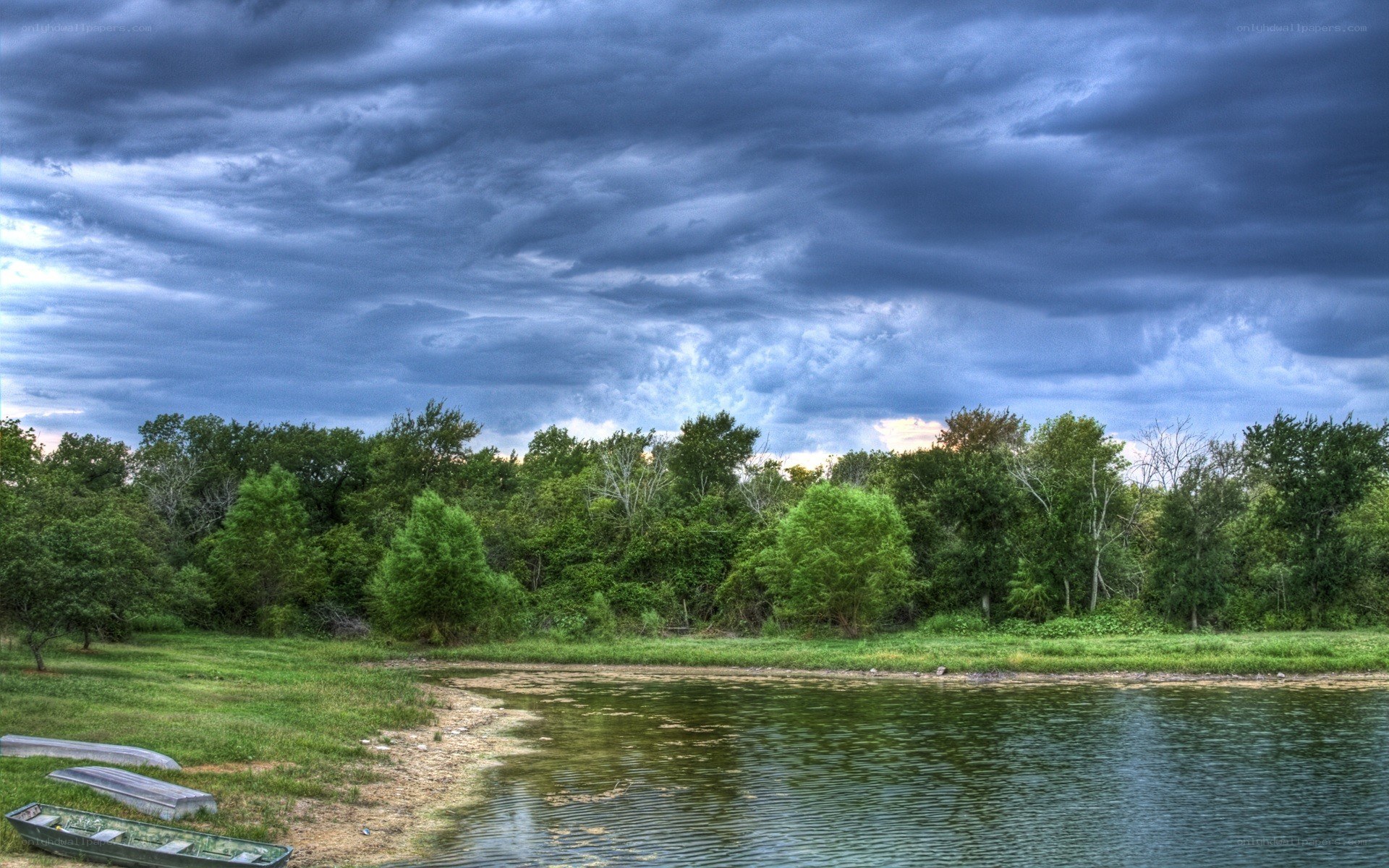 Stormy sky over a lake
