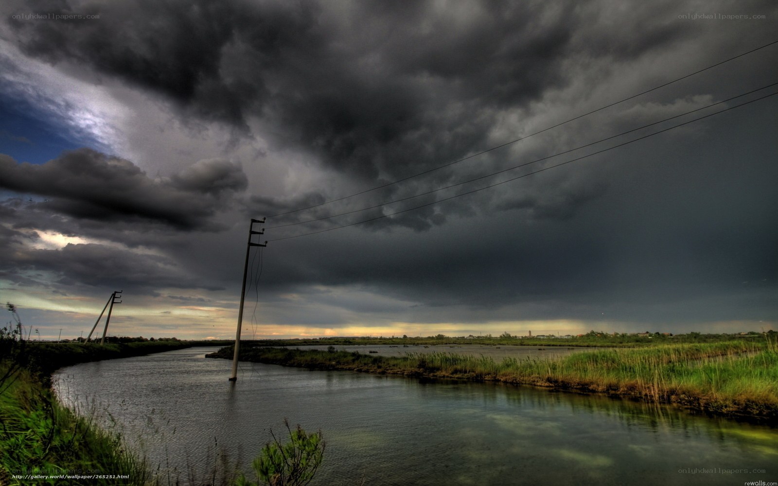 Stormy sky over a river