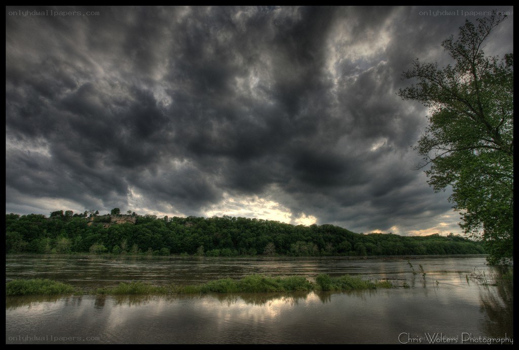 Stormy sky over a river