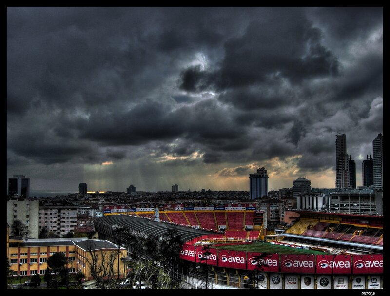 Stormy sky over a stadium
