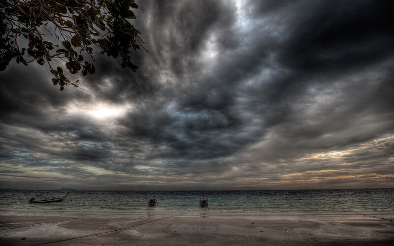 Stormy sky over beach