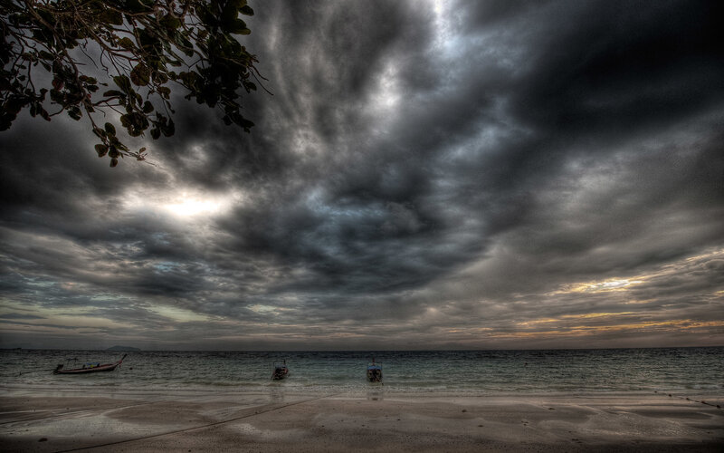 Stormy sky over beach