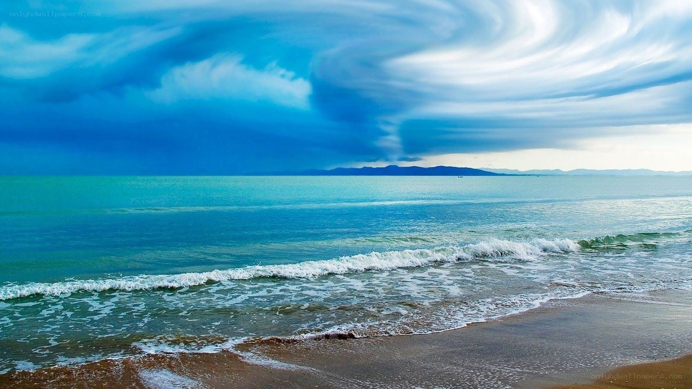 Stormy sky over calm sea
