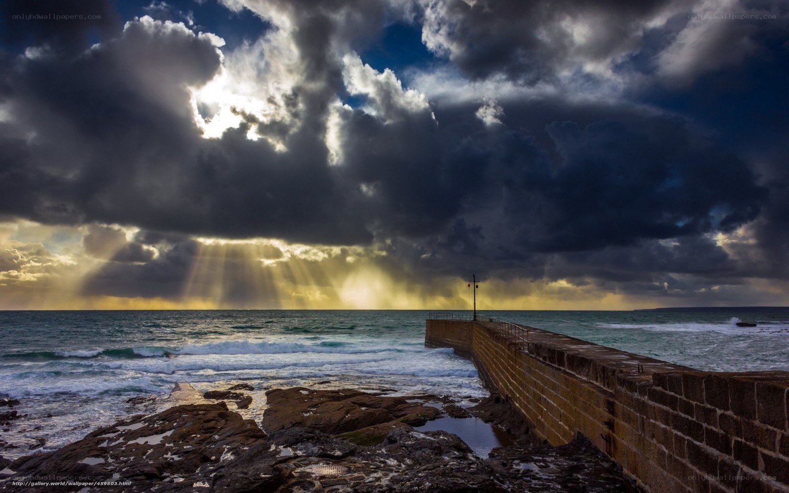 Stormy sky over coastal pier