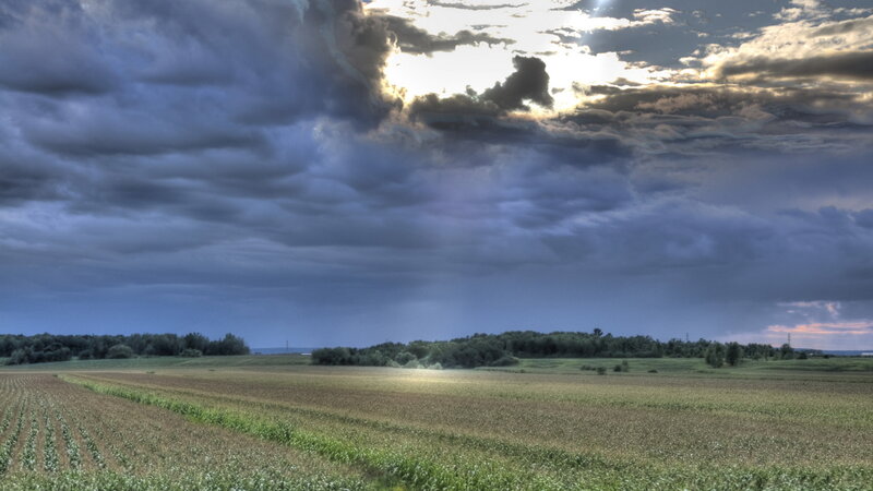 Stormy Sky over Farmland — Blue