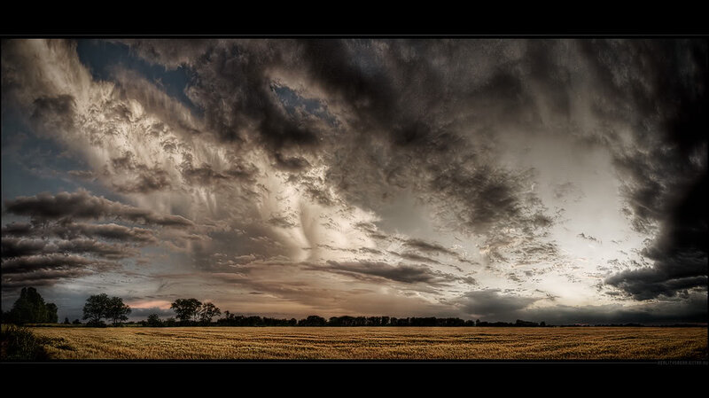 Stormy Sky over Field — Brown