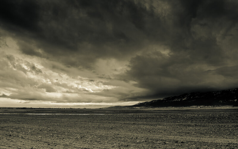 Stormy Sky over Field — Gray, Dramatic