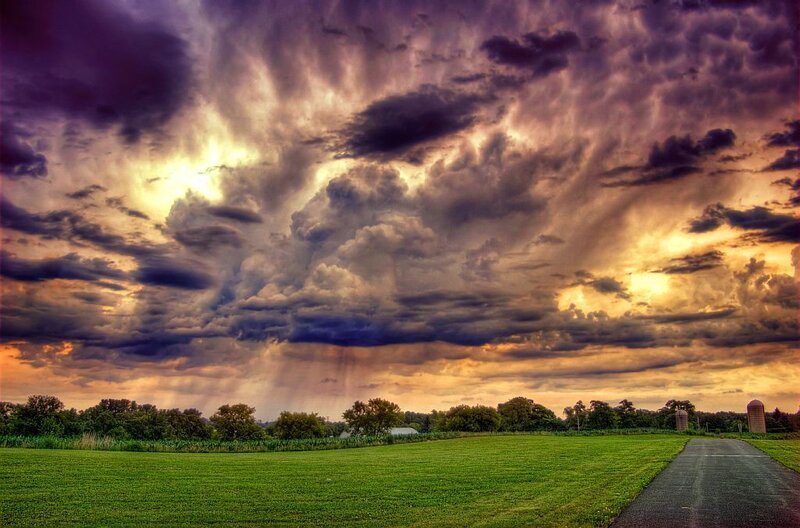 Stormy Sky over Field — Green