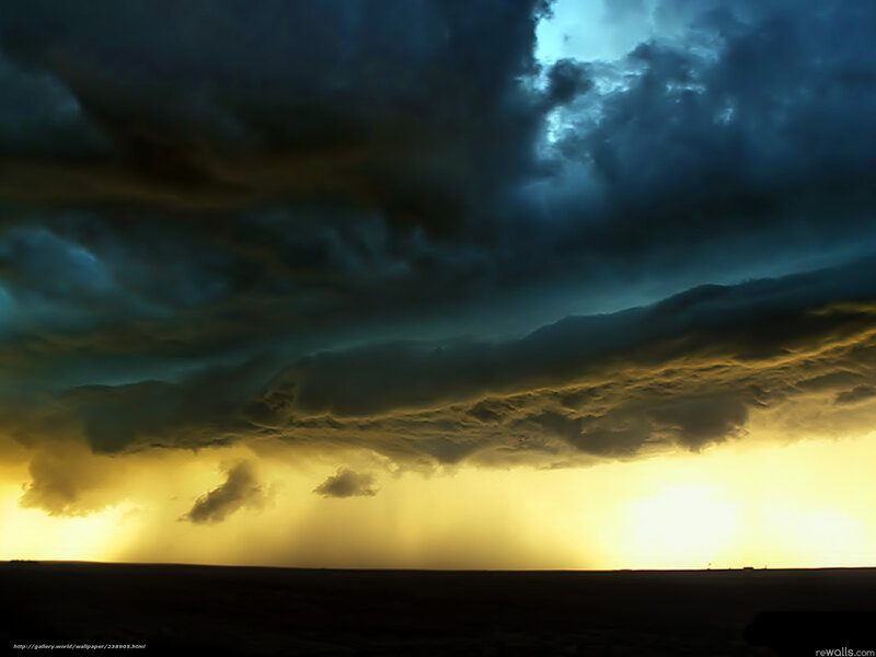 Stormy sky over flat landscape