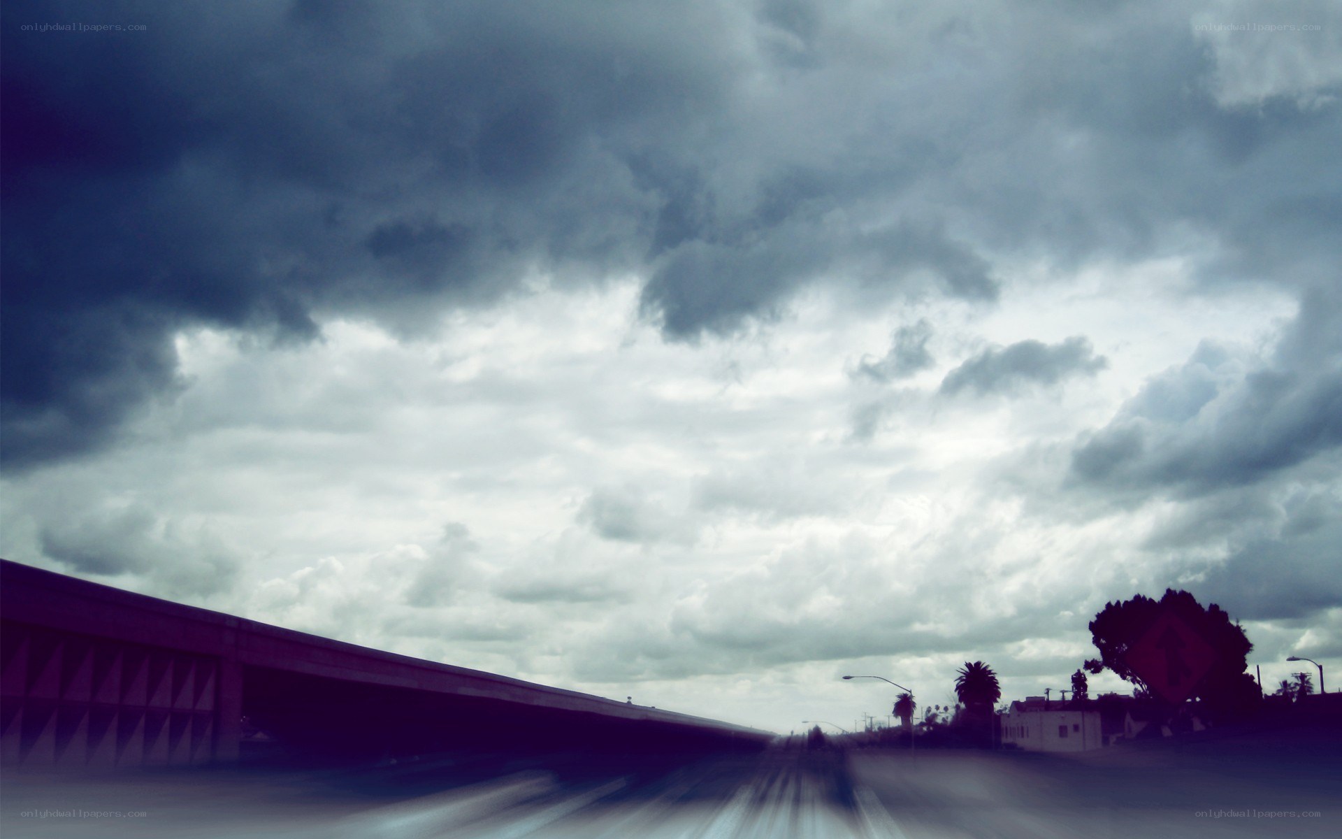 stormy sky over highway