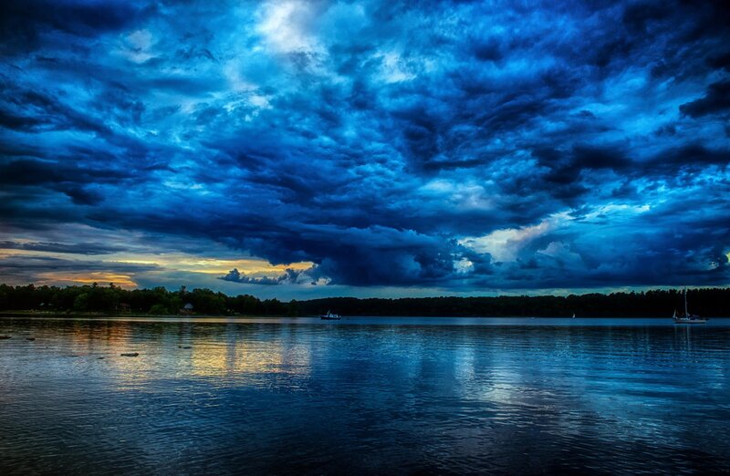 Stormy Sky over Lake — Blue