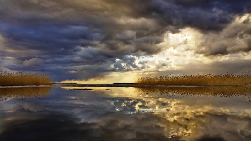 Stormy Sky over Lake — Gray