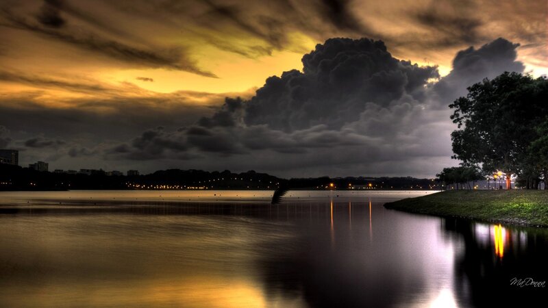 Stormy Sky over Lake — Yellow
