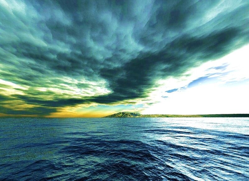 Stormy sky over ocean