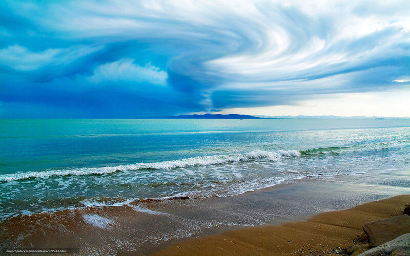 Stormy sky over ocean beach
