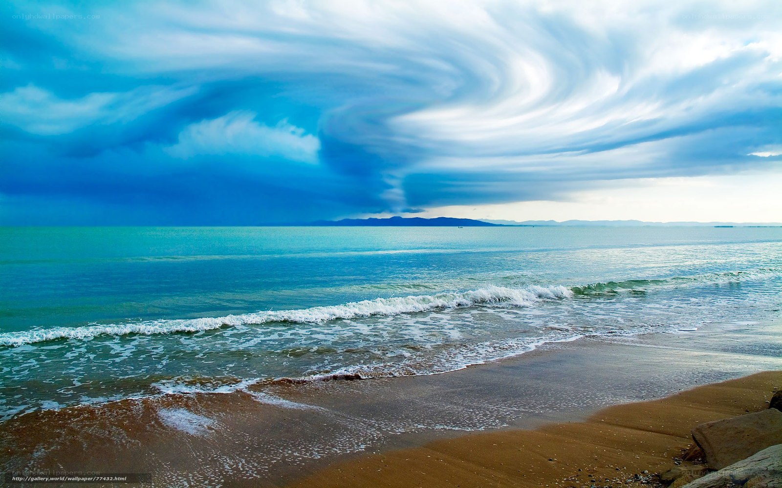 Stormy sky over ocean beach