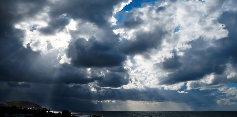 Stormy Sky over Ocean — Blue, Dramatic, Afternoon