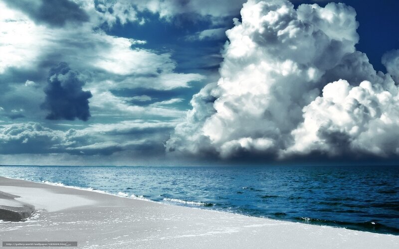 Stormy Sky over Ocean — Blue, Dramatic, Photograph