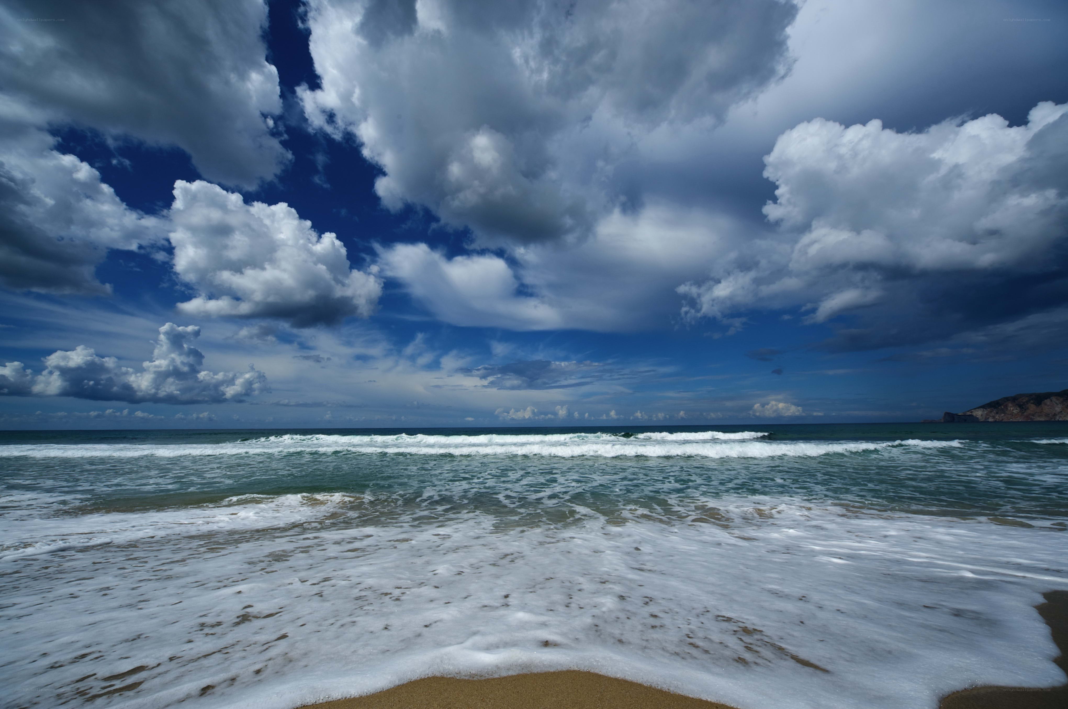 Stormy sky over ocean waves