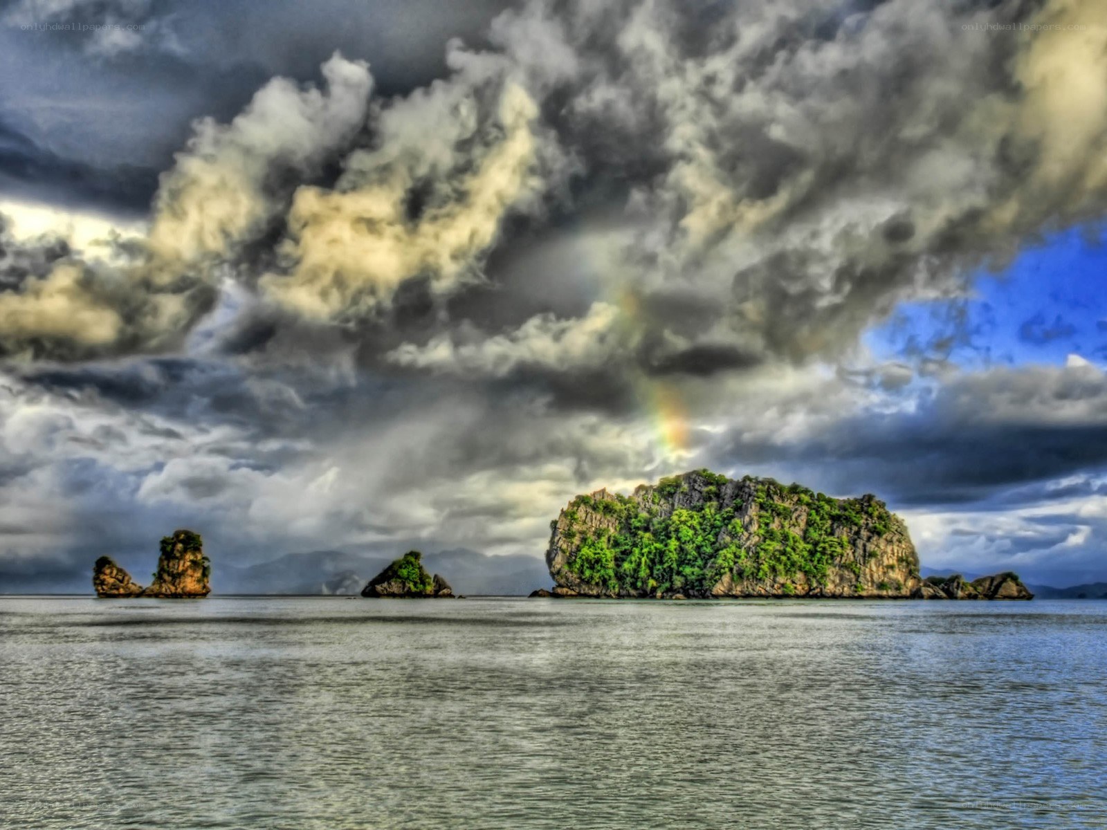 Stormy sky over rocky islands