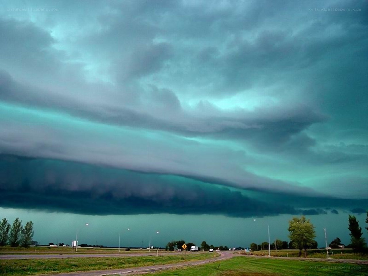 Stormy sky over rural road