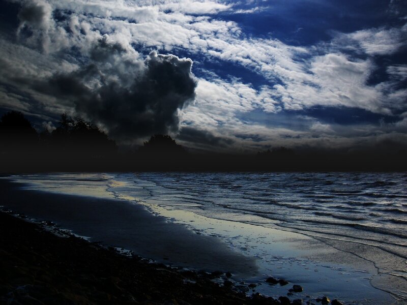 Stormy sky over the beach