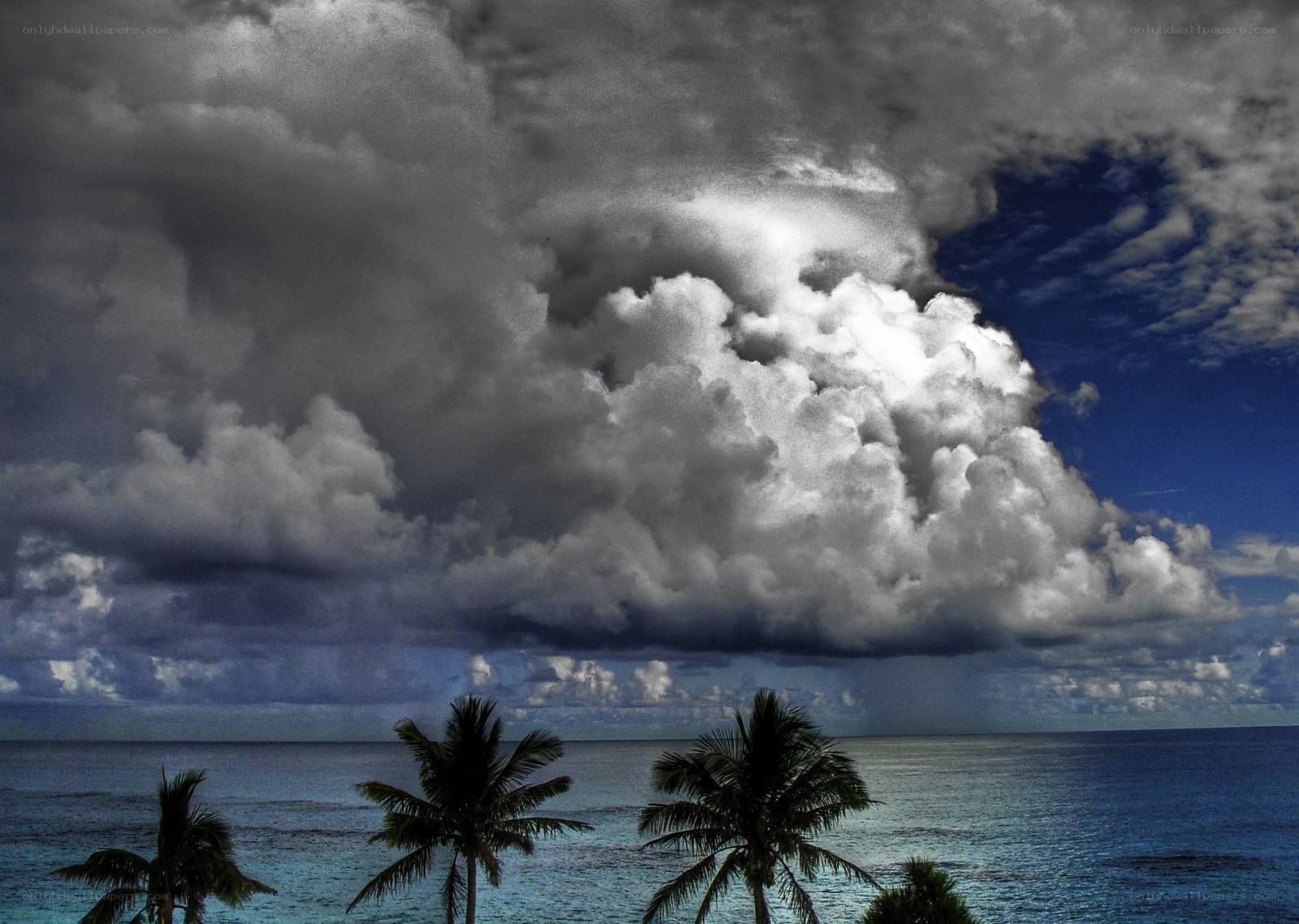Stormy sky over tropical ocean