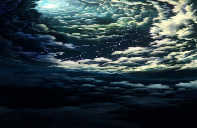 Stormy Sky with Lightning — Dark Blue